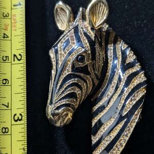 Gold and Black Zebra Brooch